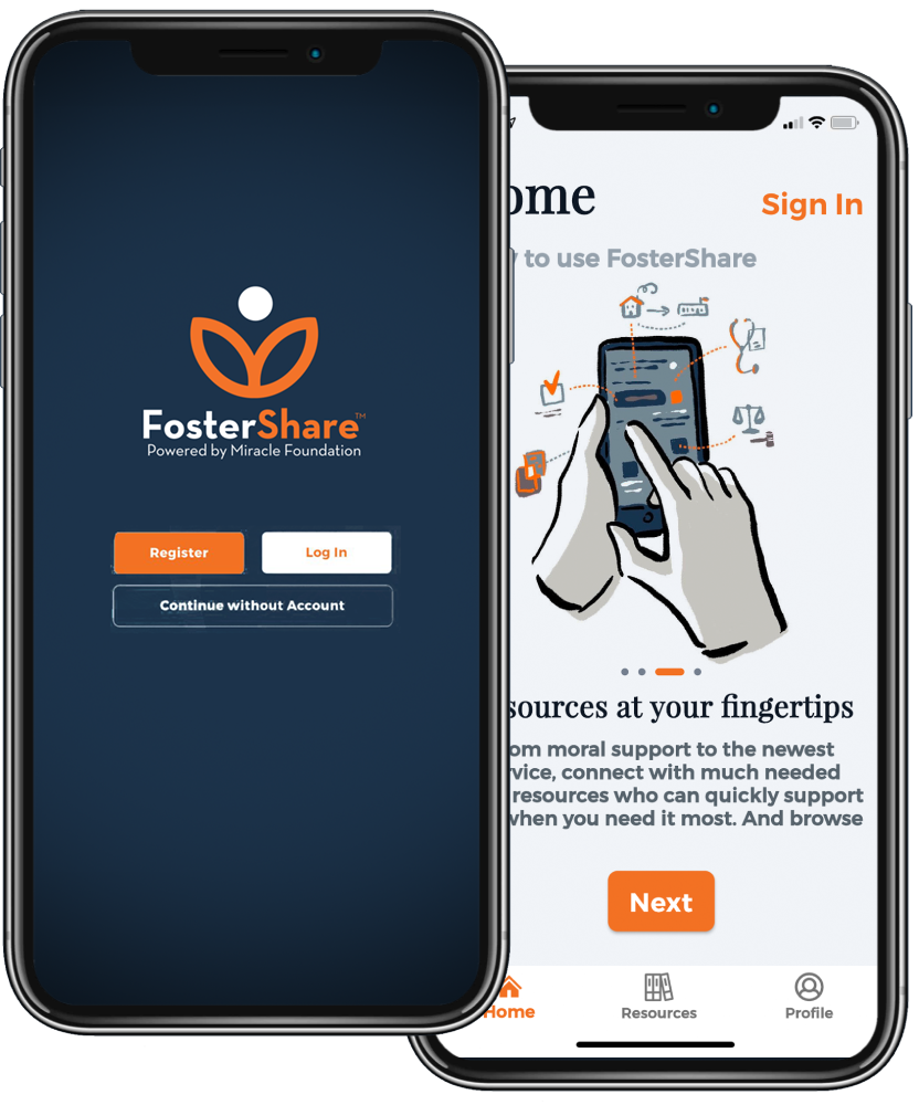 FosterShare app screens
