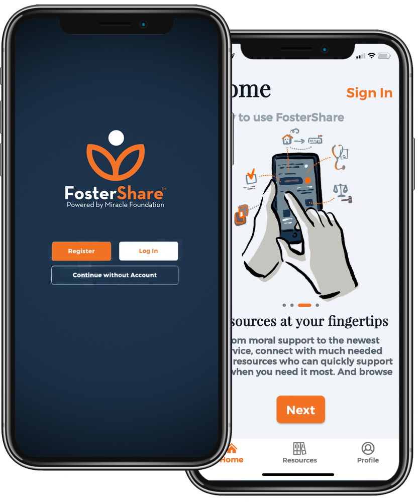 FosterShare app screens