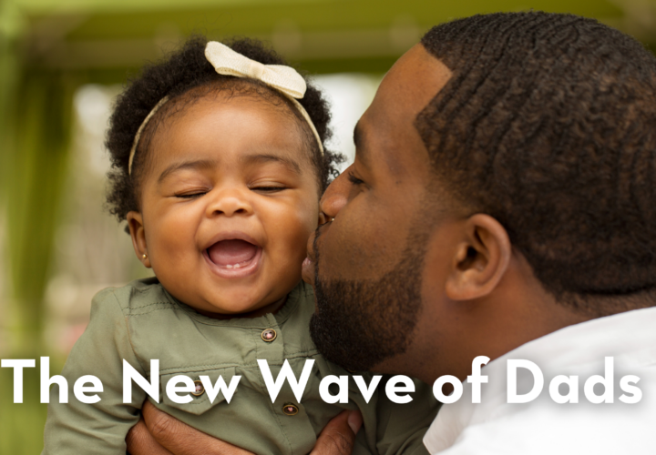 The New Wave of Dads Blog Heading Image: Dad kissing daughters cheek, baby smiling