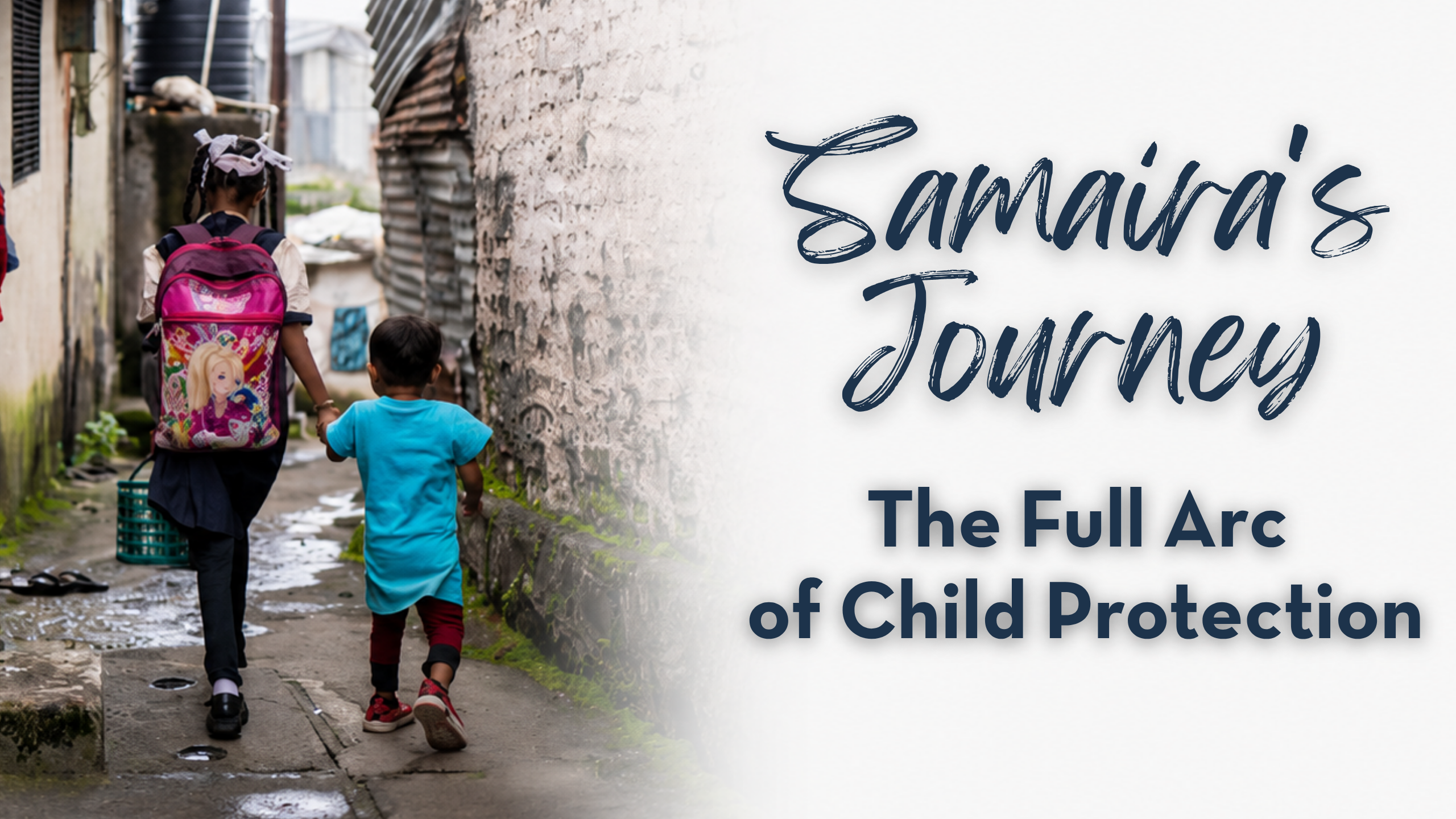 Young girl in a school uniform walks hand in hand with her younger brother, representing a family reunification story and the child protection journey from family crisis to a safe, permanent family.
